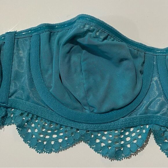 Victoria's Secret Turquoise Mesh Lace Strapless Bralette Bra Women's Size Medium - Picture 9 of 15